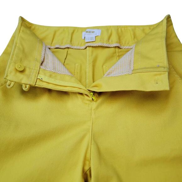 MAEVE High Waist Yellow Cigarette Capri Pants Womens 6 Glamorous Versatile Rich - Picture 5 of 14